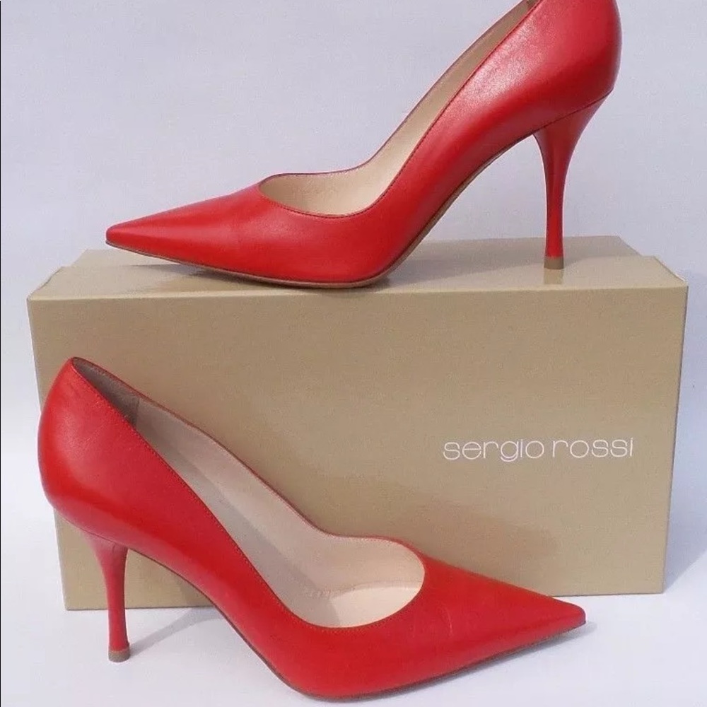Sergio Rossi Red Pointed Toe Stiletto Pumps